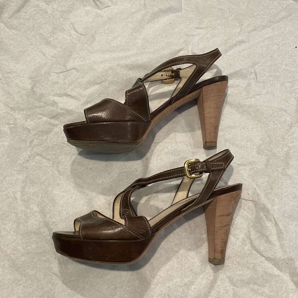 Prada Brown Leather Criss-cross Sandals - Picture 2 of 15